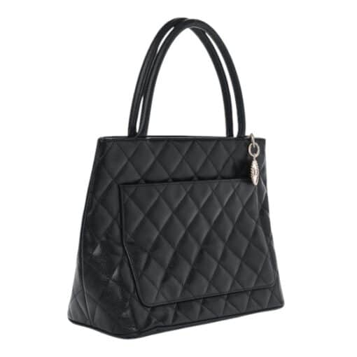 CHANEL Caviar Quilted Medallion Tote Black and Silver Hardware - Image 9