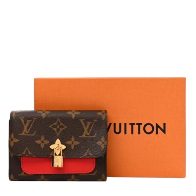 Louis Vuitton Monogram Flower Lock Compact Wallet Coquelicot