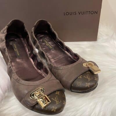 Louis Vuitton Monogram Iridescent Leather Lucky Ballerina Flats Brown (Size 37)