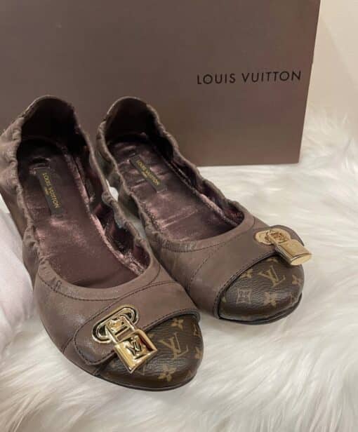 Louis Vuitton Monogram Iridescent Leather Lucky Ballerina Flats Brown (Size 37)