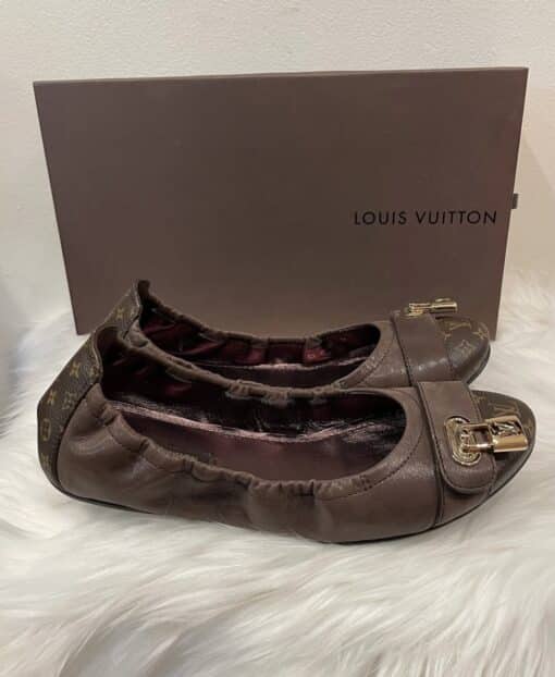 Louis Vuitton Monogram Iridescent Leather Lucky Ballerina Flats Brown (Size 37) - Image 11