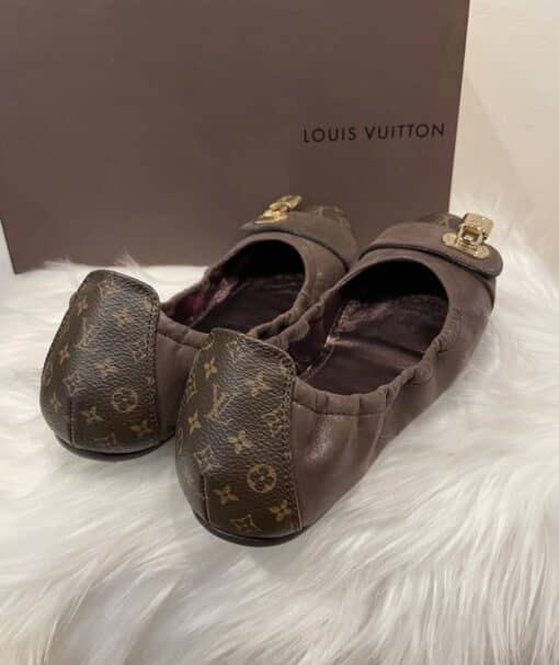 Louis Vuitton Monogram Iridescent Leather Lucky Ballerina Flats Brown (Size 37) - Image 12