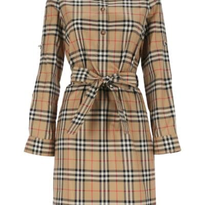 Burberry Vintage Check-Pattern Belted Shirt Dress( Size 8/10)