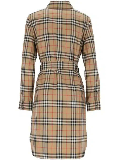 Burberry Vintage Check-Pattern Belted Shirt Dress( Size 8/10) - Image 3