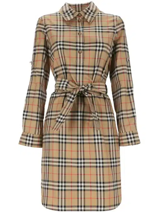 Burberry Vintage Check-Pattern Belted Shirt Dress( Size 8/10) - Image 2