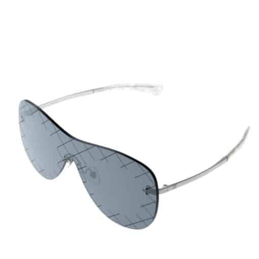 CHANEL Shield Runway Sunglasses Silver Blue Mirror - Image 3