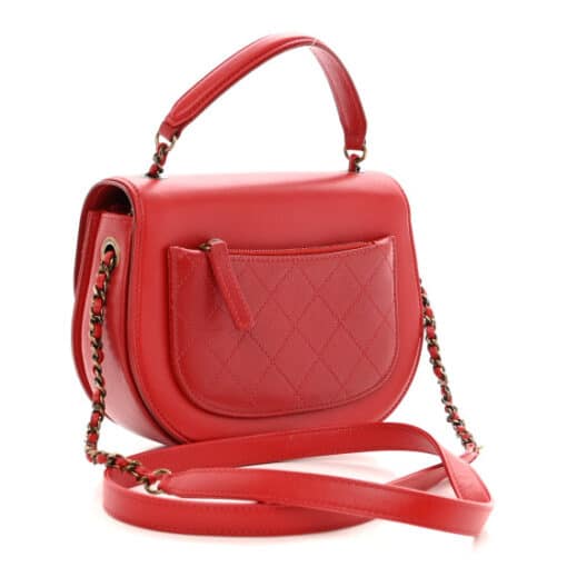CHANEL Calfskin Quilted Medium Coco Curve Messenger Flap Red Bag - Image 13