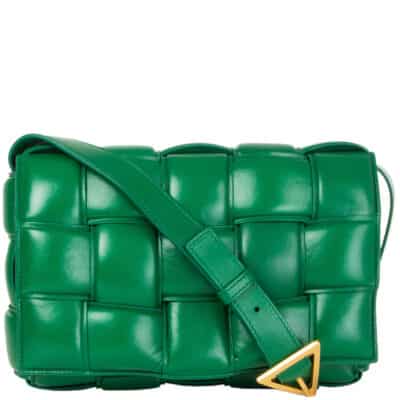 BOTTEGA VENETA Nappa Médium Intreccio Padded Cassette Crossbody Bag Racing Green