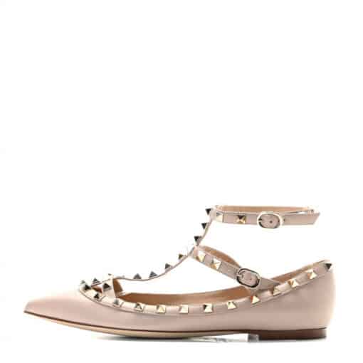 VALENTINO GARAVANI Nappa Rockstud Cage Ballerina Flats Poudre (Size 36) - Image 8