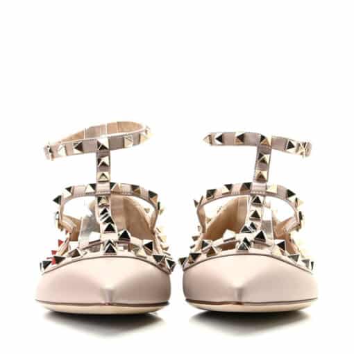 VALENTINO GARAVANI Nappa Rockstud Cage Ballerina Flats Poudre (Size 36) - Image 9