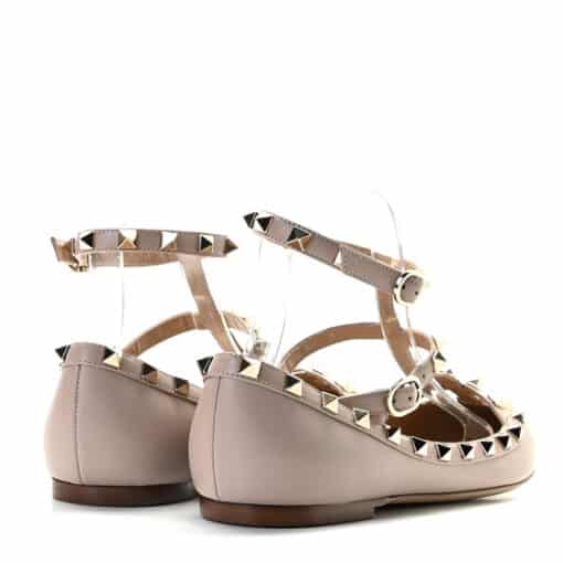 VALENTINO GARAVANI Nappa Rockstud Cage Ballerina Flats Poudre (Size 36) - Image 6