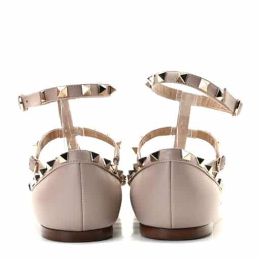 VALENTINO GARAVANI Nappa Rockstud Cage Ballerina Flats Poudre (Size 36) - Image 5