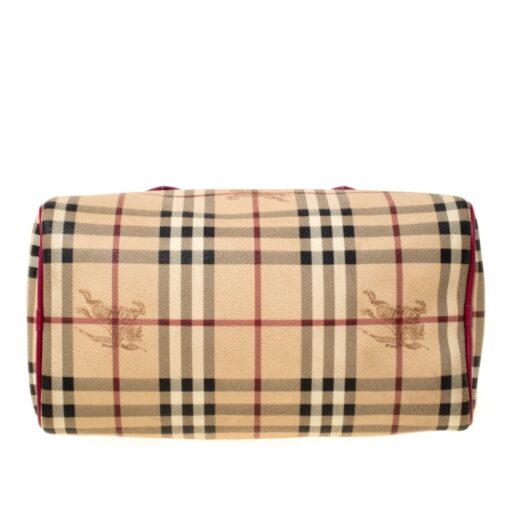 BURBERRY Haymarket Check Small Chester Bowling Bag in Red - Image 3