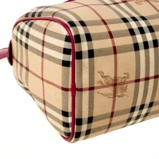 BURBERRY Haymarket Check Small Chester Bowling Bag in Red - Image 4