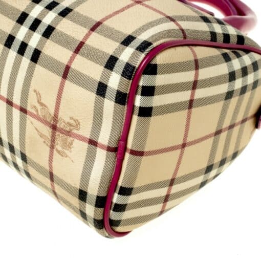 BURBERRY Haymarket Check Small Chester Bowling Bag in Red - Image 5