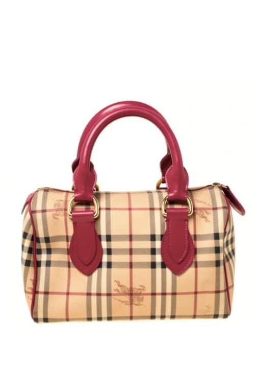 BURBERRY Haymarket Check Small Chester Bowling Bag in Red - Image 7