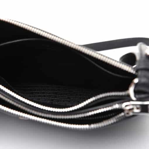 PRADA Vitello Phenix Double Zip Crossbody Bag Black - Image 7