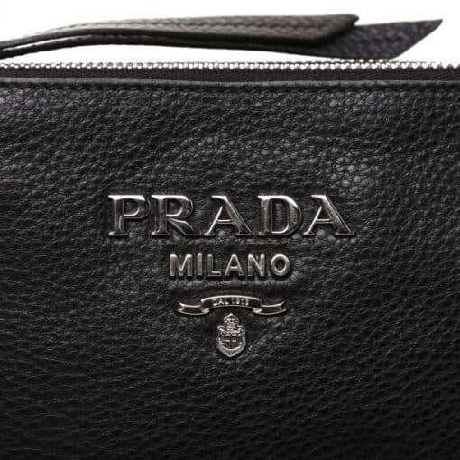 PRADA Vitello Phenix Double Zip Crossbody Bag Black - Image 5
