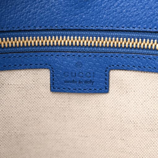 GUCCI GG Supreme Monogram Mix Textured Dollar Calfskin Rhombus Inlay Large Tote Bag Beige Ebony Harvest Joy Blue Shoulder Bag - Image 4