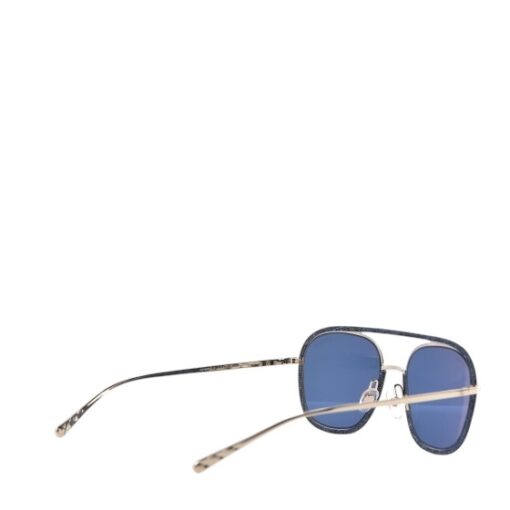 CHANEL Metal Denim Pilot Sunglasses Gold Dark Blue - Image 2