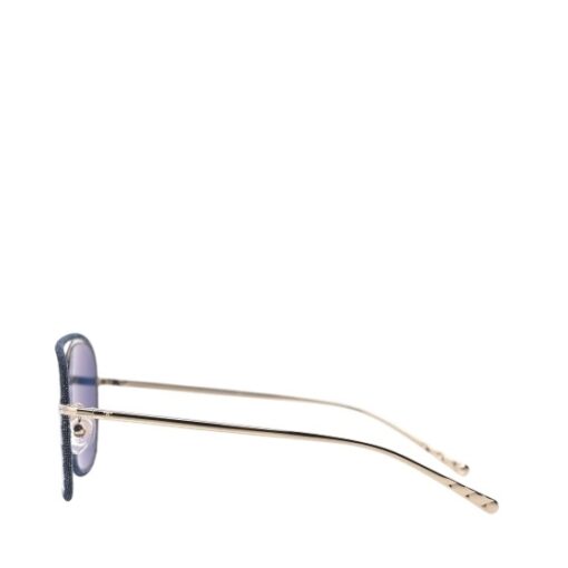 CHANEL Metal Denim Pilot Sunglasses Gold Dark Blue - Image 4
