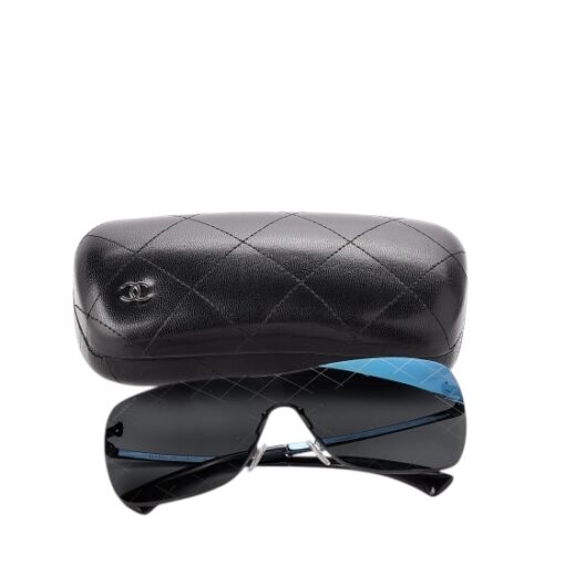 CHANEL Shield Runway Ladies Sunglasses Metallic Blue