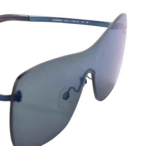 CHANEL Shield Runway Ladies Sunglasses Metallic Blue - Image 3