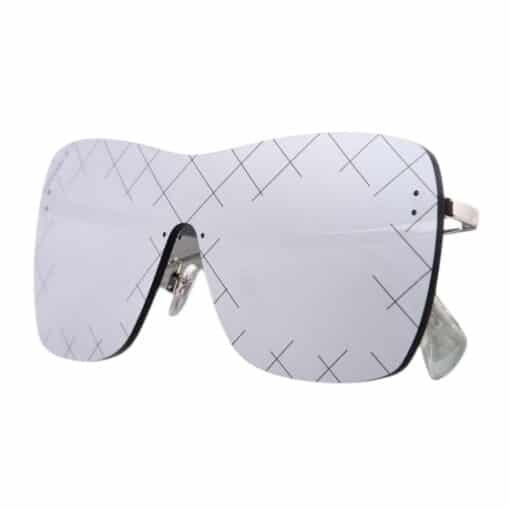 CHANEL Shield Runway Sunglasses Silver Blue Mirror - Image 2