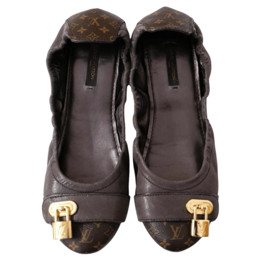 Louis Vuitton Monogram Iridescent Leather Lucky Ballerina Flats Brown (Size 37) - Image 5