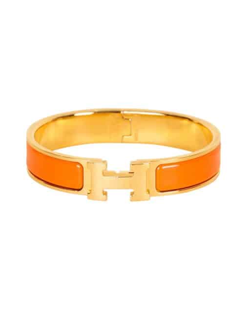 HERMES Enamel Narrow Clic Clac H Bracelet PM Orange - Image 7