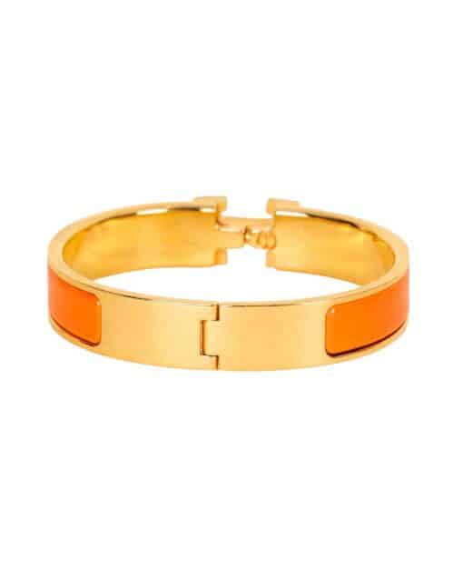 HERMES Enamel Narrow Clic Clac H Bracelet PM Orange - Image 8
