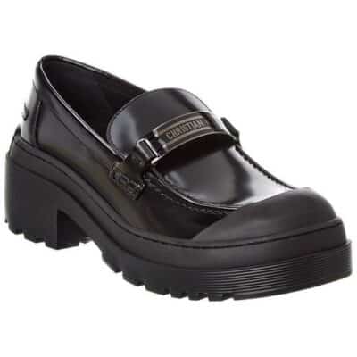CHRISTIAN DIOR Brushed Calfskin Rubber Dior Code Cap Toe Lug Sole 15mm Black Gents Loafers (Size 40 )