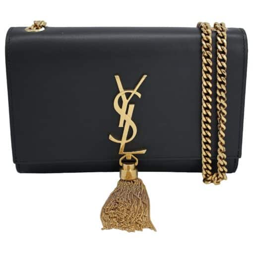 SAINT LAURENT Smooth Calfskin Medium Classic Monogram Kate Tassel Satchel Black - Image 3