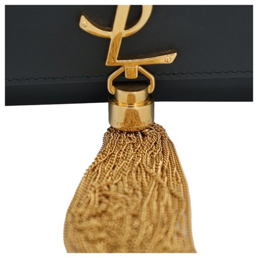 SAINT LAURENT Smooth Calfskin Medium Classic Monogram Kate Tassel Satchel Black - Image 4