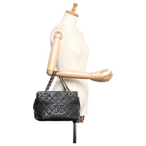 Chanel Black Vintage Caviar Leather CC petite Shopping Tote - Image 12