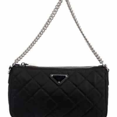 PRADA Nylon Tessuto Impuntu Quilted Top Handle Bag Black