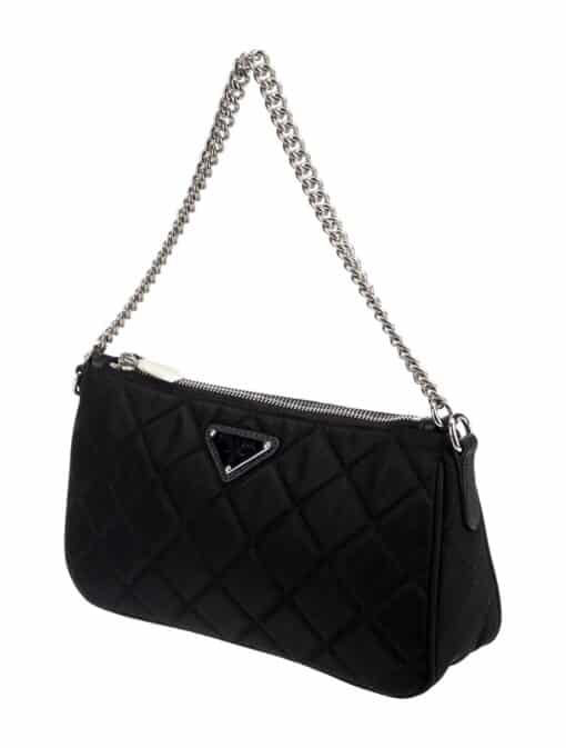 PRADA Nylon Tessuto Impuntu Quilted Top Handle Bag Black - Image 10