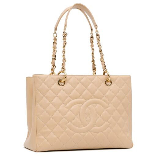 Chanel Beige Quilted Caviar Leather GST Shopper Tote - Image 13