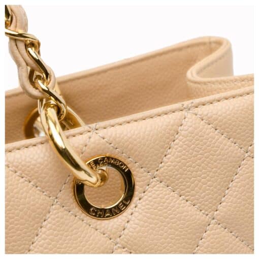 Chanel Beige Quilted Caviar Leather GST Shopper Tote - Image 3