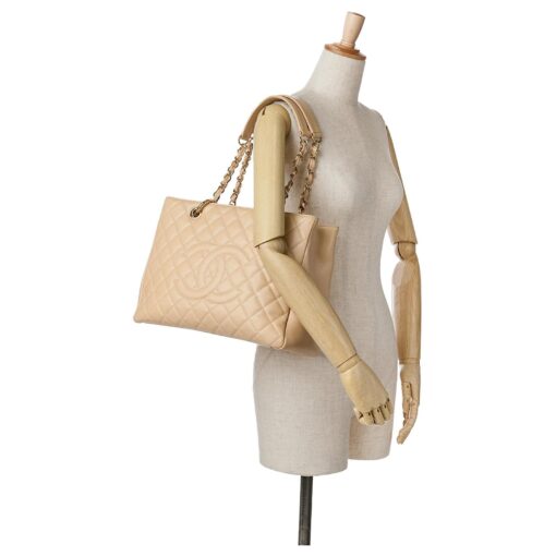 Chanel Beige Quilted Caviar Leather GST Shopper Tote - Image 4