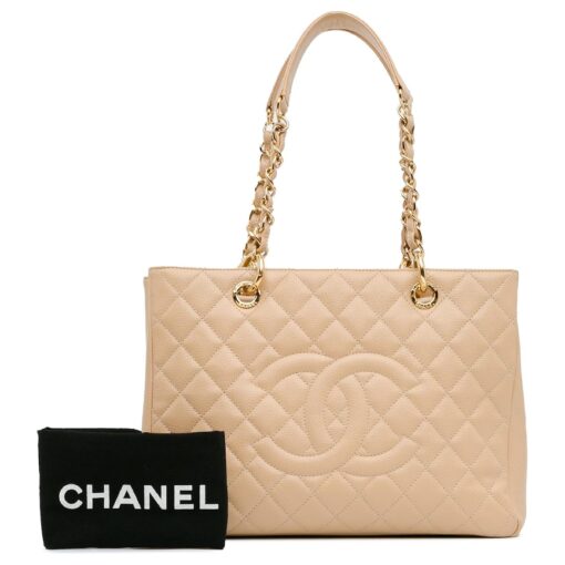 Chanel Beige Quilted Caviar Leather GST Shopper Tote - Image 5