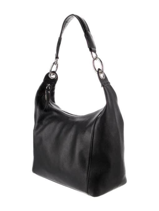 Longchamp Le Foulonne Black Leather Hobo Shoulder Bag. - Image 3