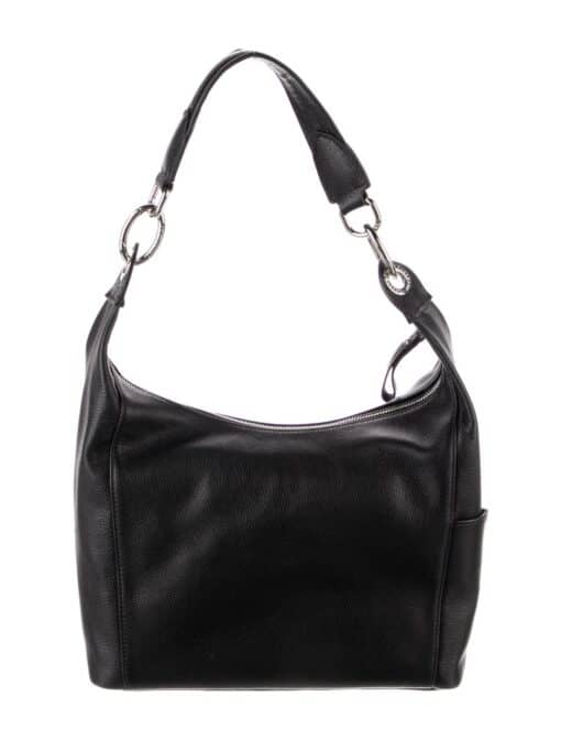 Longchamp Le Foulonne Black Leather Hobo Shoulder Bag. - Image 4