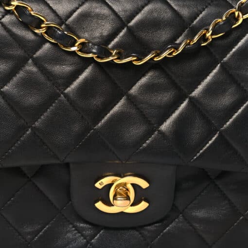 CHANEL Vintage Lambskin Quilted Medium Double Flap Black - Image 11