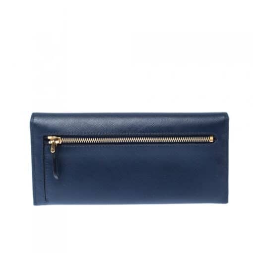 Prada Blue Saffiano Leather Continental Flap Wallet - Image 5