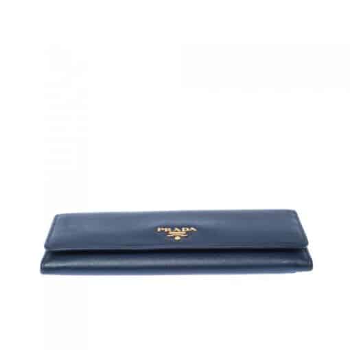 Prada Blue Saffiano Leather Continental Flap Wallet - Image 7