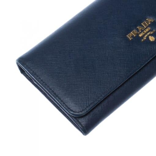 Prada Blue Saffiano Leather Continental Flap Wallet - Image 9