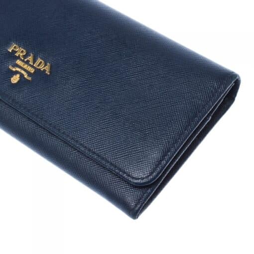 Prada Blue Saffiano Leather Continental Flap Wallet - Image 10