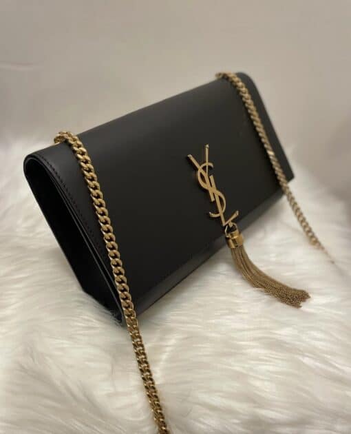 SAINT LAURENT Smooth Calfskin Medium Classic Monogram Kate Tassel Satchel Black - Image 15
