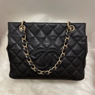 Chanel Black Vintage Caviar Leather CC petite Shopping Tote